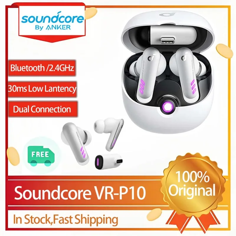 

Soundcore Original VR P10 Wireless Gaming Headset 30ms Low Latency Dual Connection Bluetooth Gaming Headset