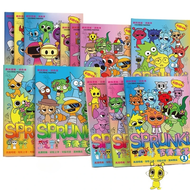 Cartoon Sprunki Coloring Books Anime Game Tracing Figures Kids Coloring Drawings Stationery Books Creative Stick Figures Gift