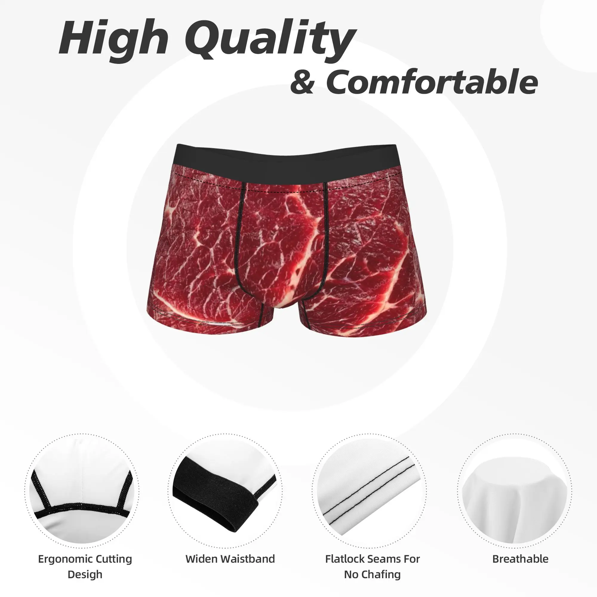 Funny Meat Pattern Beef Boxers Humorous Underwear  Boxer Briefs Gag Gift For Men