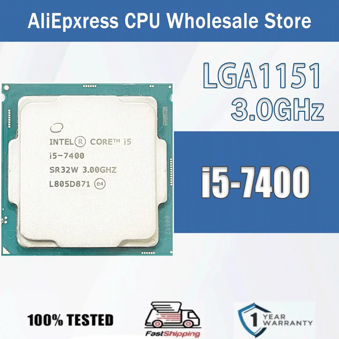 Intel Core i5-7400 4 Core 4 Threads 3.0GHz 65W 6MB Cache 14nm Kaby Lake DDR4-2133 MHz SR357 LGA 1151 HD Gráficos 630