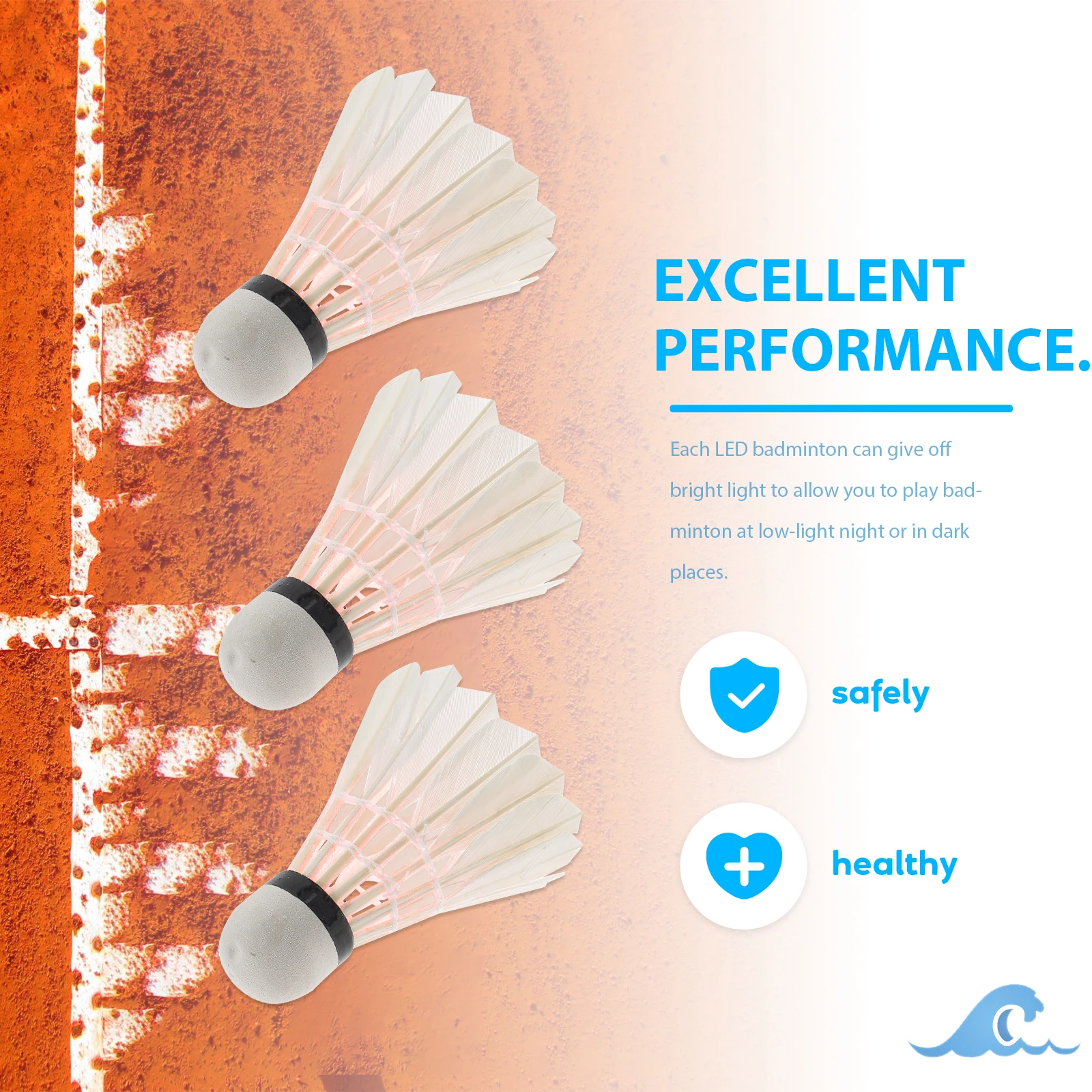 8 قطع من كرات الريشة LED لإضاءة كرة الريشة وإكسسوارات متينة وكرات متوهجة متوهجة داكنة #6