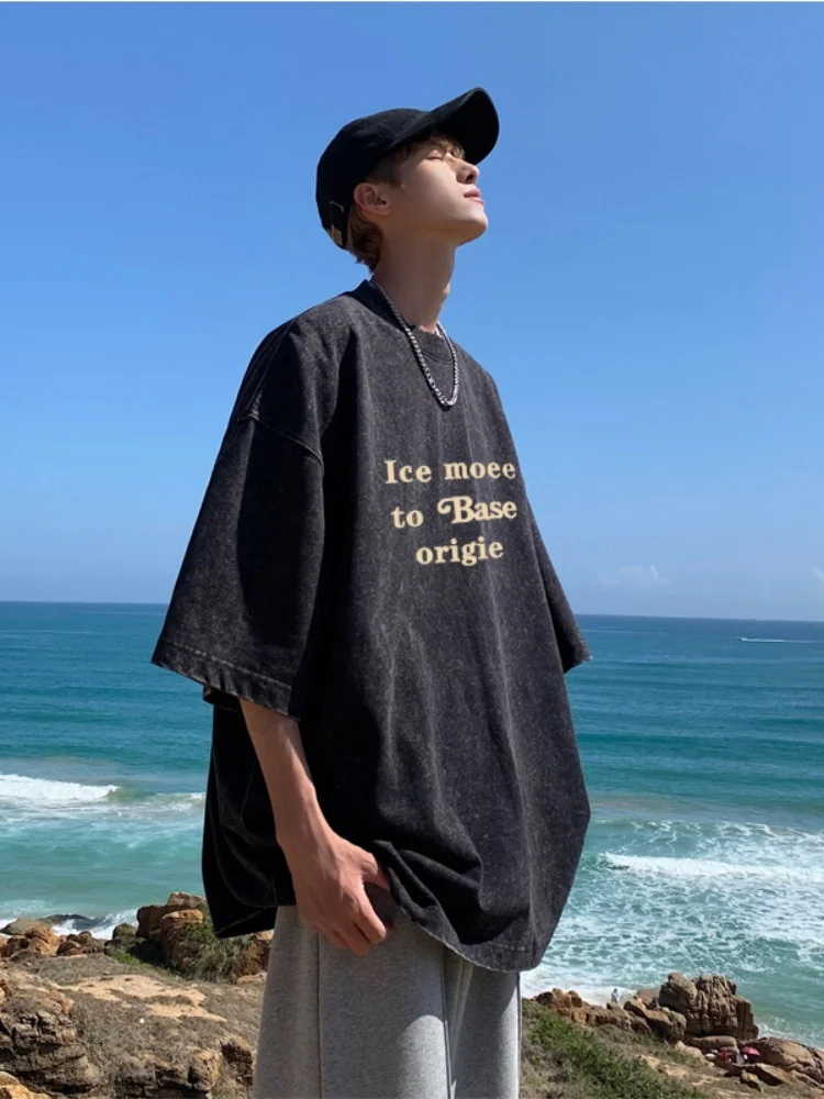 

Men's ort Sve T-irt Pure Cotton Lightweight Loose Fit Summer Breathable Printed Casual Faion Brand Cotton Tee irt