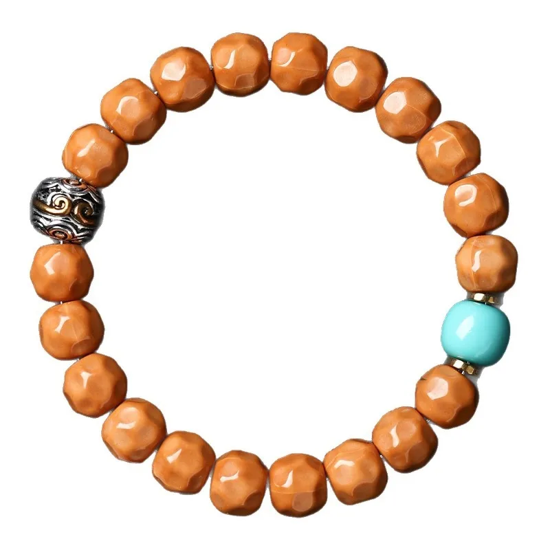 Carved Cheese Monkey Head Single Circle Smooth Bead Walnut Prayer Beads Bracelet for Men and Women Gifts