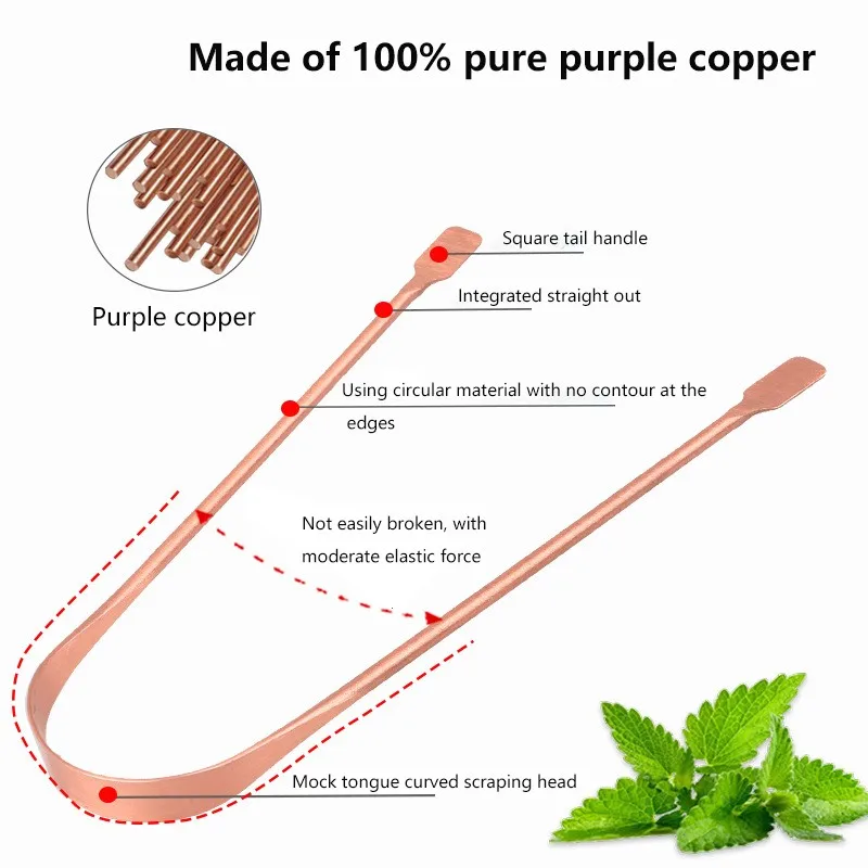 1Pc Pure Copper Tongue Scraper Oral Cleaner Brush Fresh Cleaning Hygiene For Men And Women High Quality Tounge Scraper