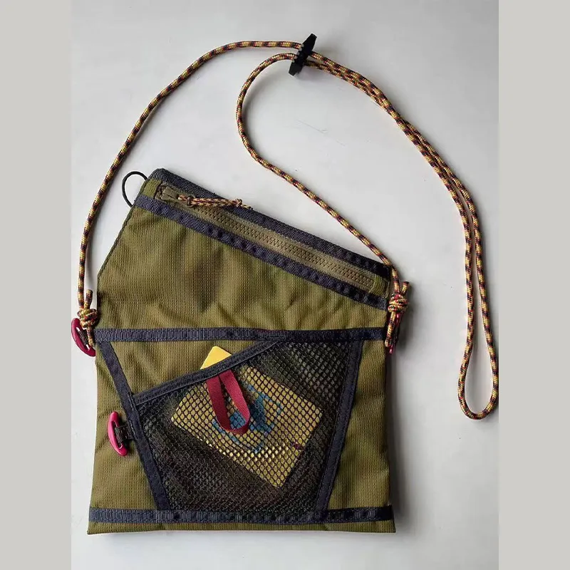 Lightweight Hollow Mesh Nylon Crossbody Bag Waterproof Wear-resistant Multifunctional Zipper Storage Bag Outdoor Cycling Bag New