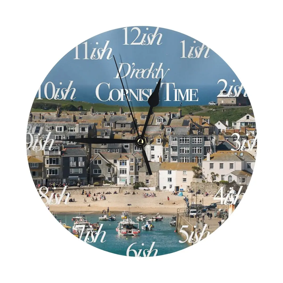 Cornish Time St Ives Puerto Reloj de pared Decoración de la habitación Reloj Arte de la pared