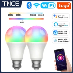 TNCE Tuya E27 Bulb WIFI or Bluetooth, Dimmable 10/15W Light LED lamp 2700-6500k RGB,Smart Life APP, Voice with Alexa Google Home