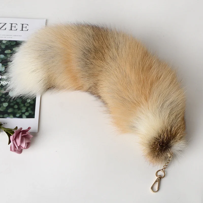 Cute Animal Tail Keychain Personalized Fox Fur Pendant Key Chain Bags Charm Keys Holder Keyring Gift for Women Girl