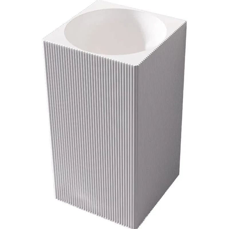 Artificial stone light luxury pillar basin, wash basin, vertical stripe household hotel, homestay wash face