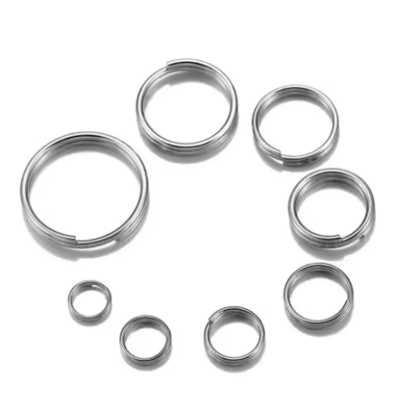 50/100 Pieces 5-15mm Stainless Steel Open Double Jump Rings, Double Split Rings, DIY Jewelry Making Key Ring Connectors