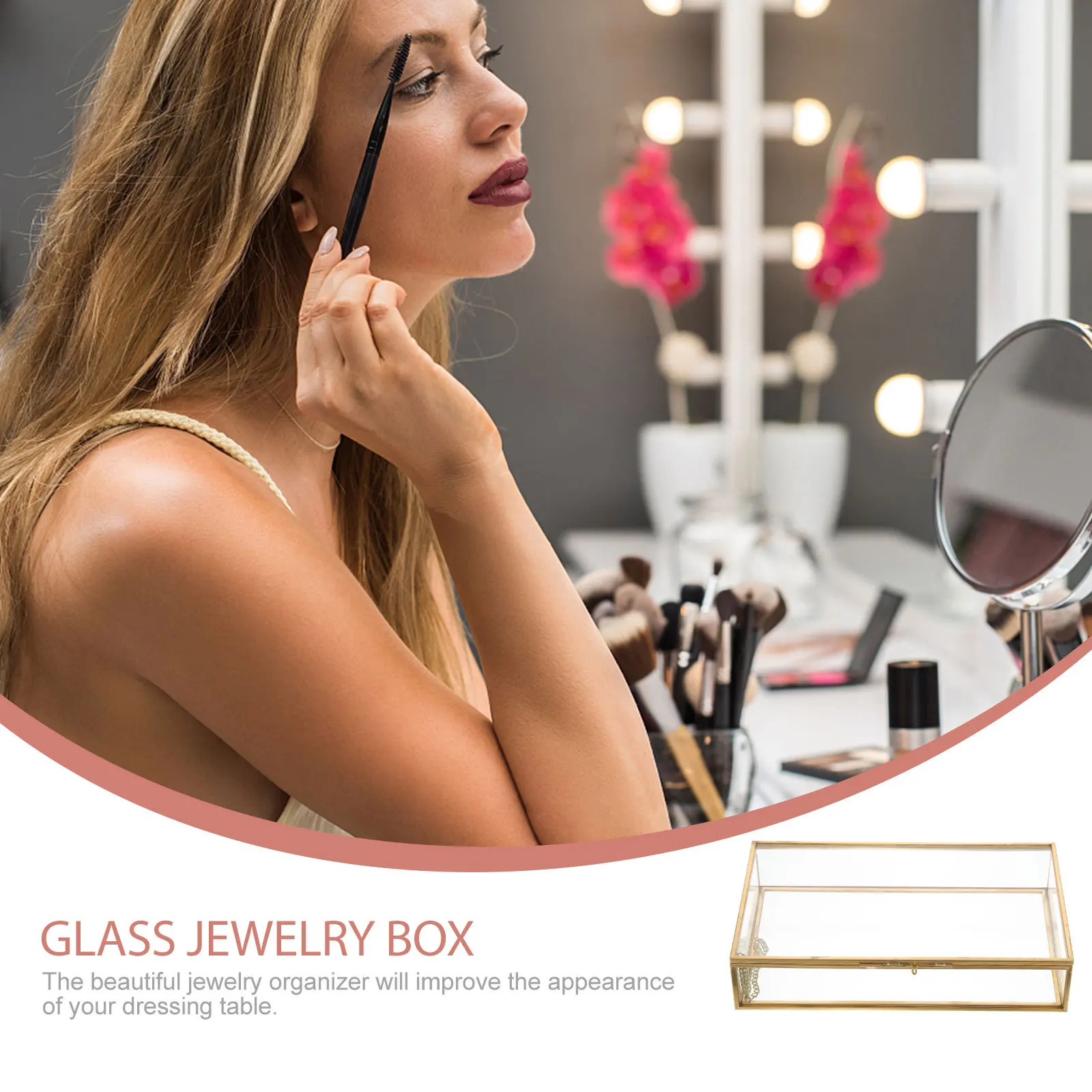 صندوق مجوهرات زجاجي رائع منظم شفاف للأقراط المعلقات دبابيس سطح المكتب صندوق مجوهرات زجاجي