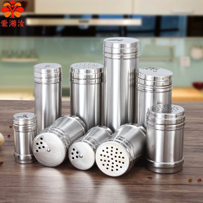 Seasoning Container Set Stainless Steel Spice Jars Spices Organizer Kitchen Sugar Jar Bbq Salt Pepper Set