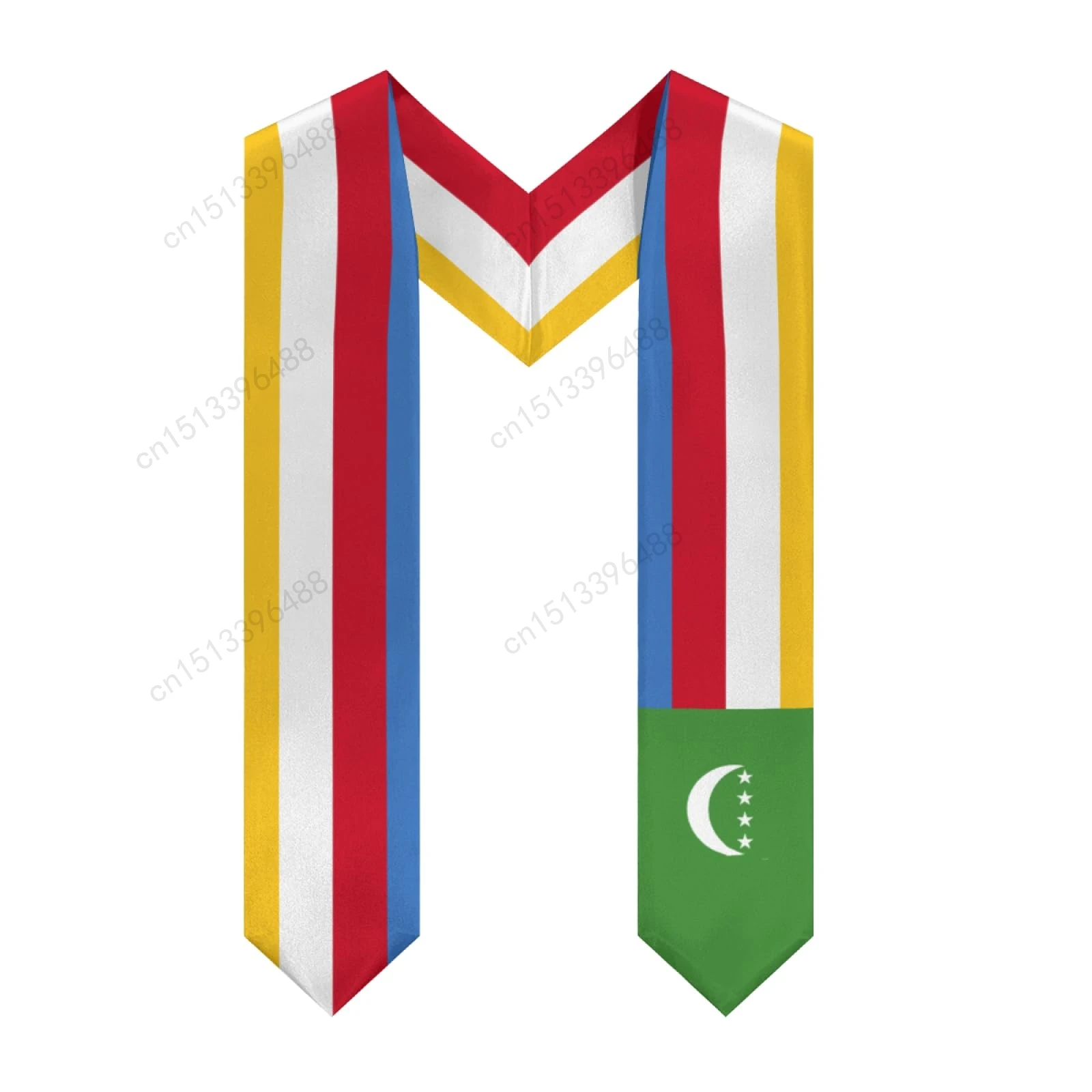 2025 Comoros Flag Graduation Stole Shawl Sash Honor For Study Aboard International Students