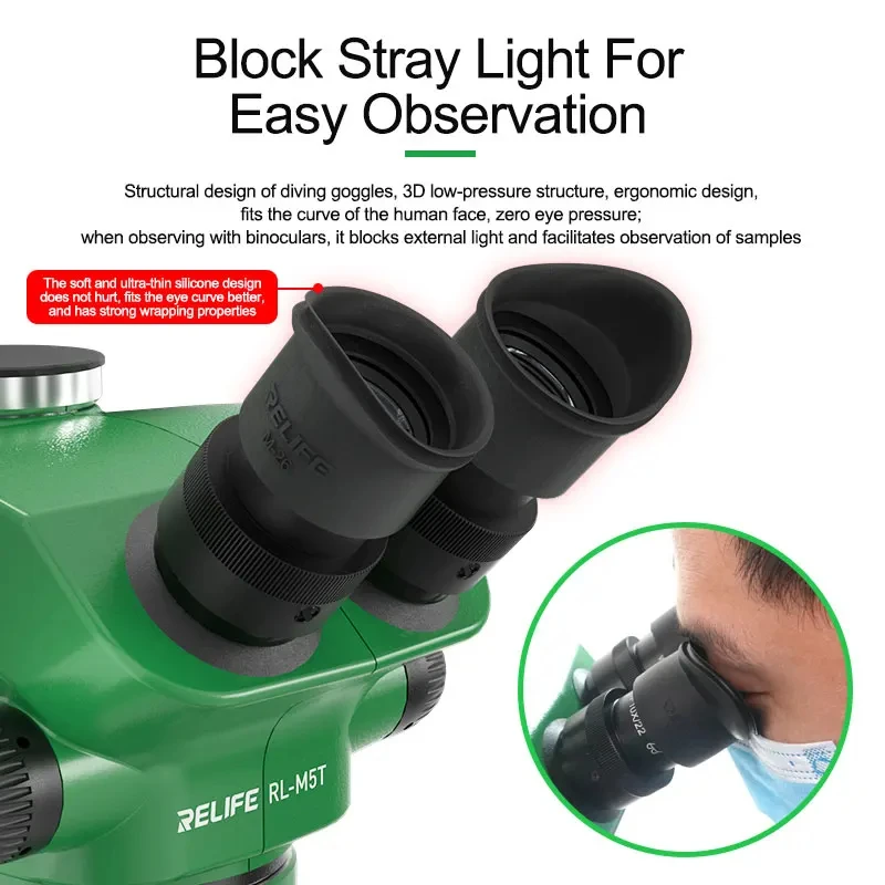 RELIFE M-26 Industrial Microscope 3D Rubber Eyepiece Cover for Most Stereo Microscopes, Eye Protection and Strong Light Blocking