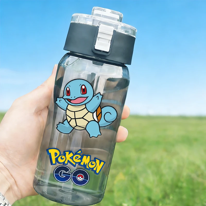 600ml Pokémon Glurak Wasserflasche Anime Pikachu Bisasaur Kinder Outdoor Transparente Strohhalm-Trinkflasche Cartoon Jungen Mädchen Trinkflaschen