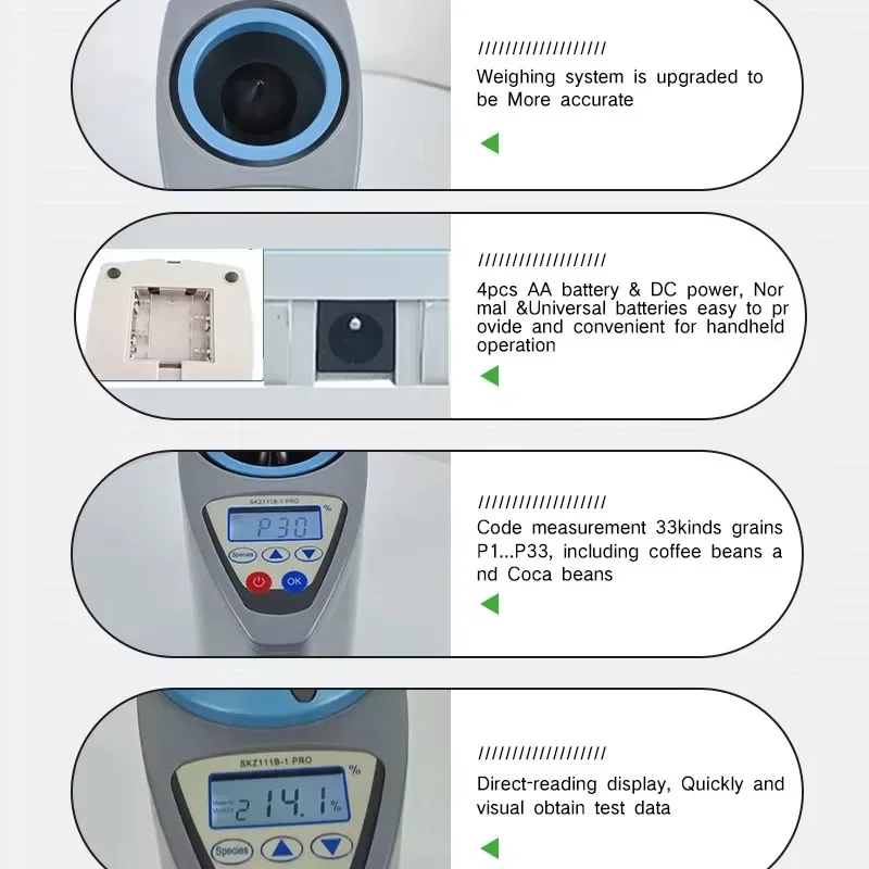 111B-1 PRO Rapid 33 Kinds Grain Moisture Testers Meter For Coffee Bean Cocoa Bean Corn Maize