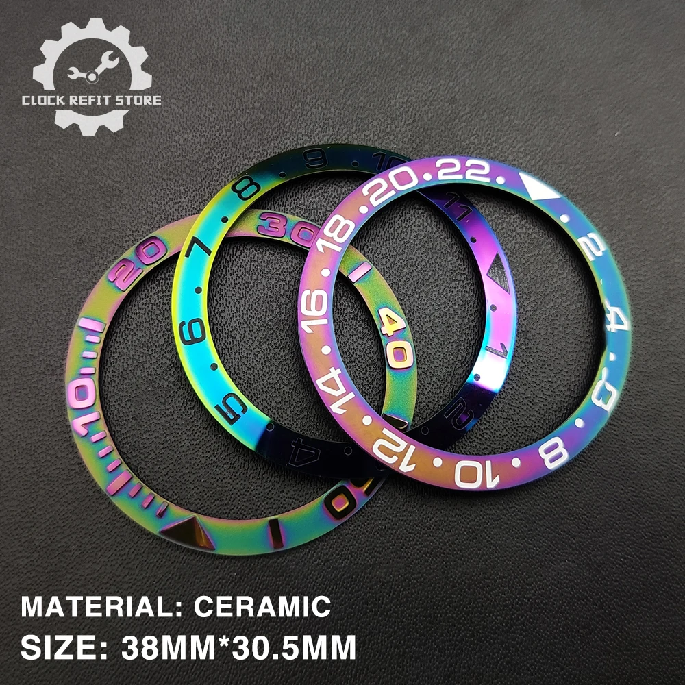 38mm Color Curved Ceramic Watch Bezel  Color Matte Glitter Ceramic Fit for SKX007 SUB NH35 NH36 Movement  Case Watch Bezel