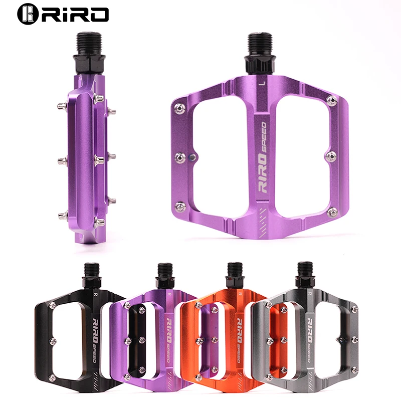 AliExpress riro RIRO Road Bike Pedal CNC Aluminum Alloy Mountain Bike Pedal Non-slip Bicycle Flat Pedals 3 Bearing MTB Pedals Bicycle Part