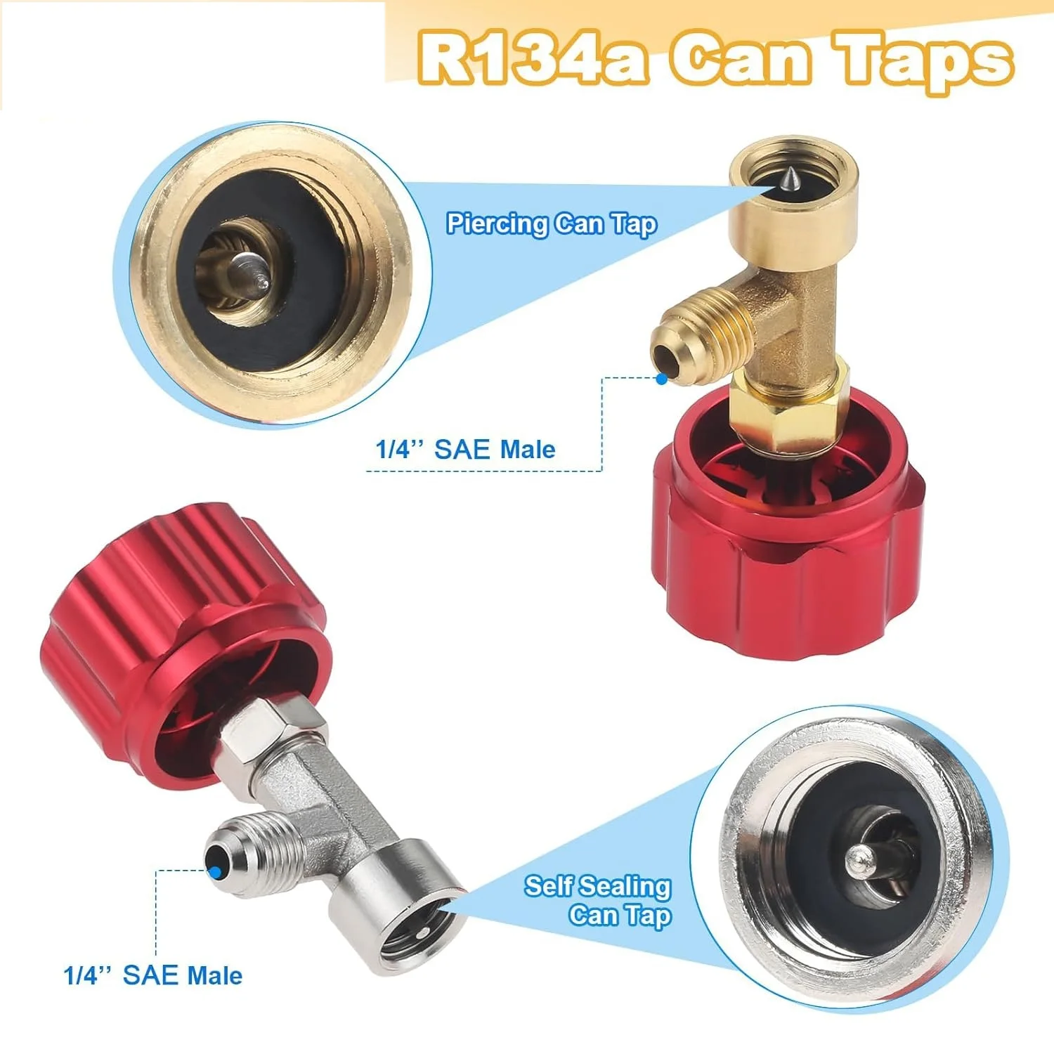 AC R134A R1234YF Refrigerant Recharge Hose Kit Gauge Set with Bullet Piercing Valve R1234yf Can Taps Low Pressure Quick Couplers