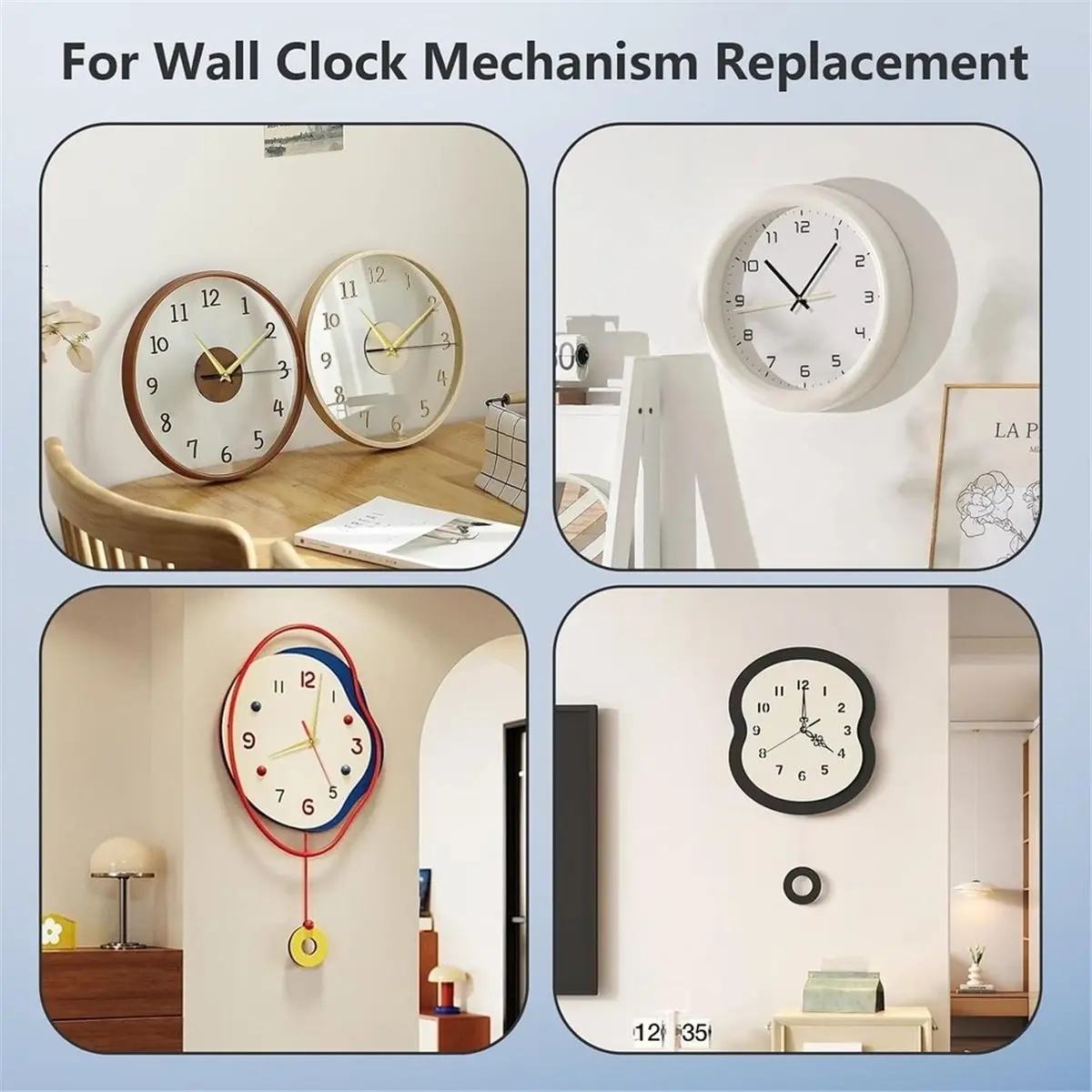2PCS Quartz Clock Mechanism Replacement Kit, 5 Pairs Clock Hands(16/23mm) for DIY Clock Repair Craft Projects