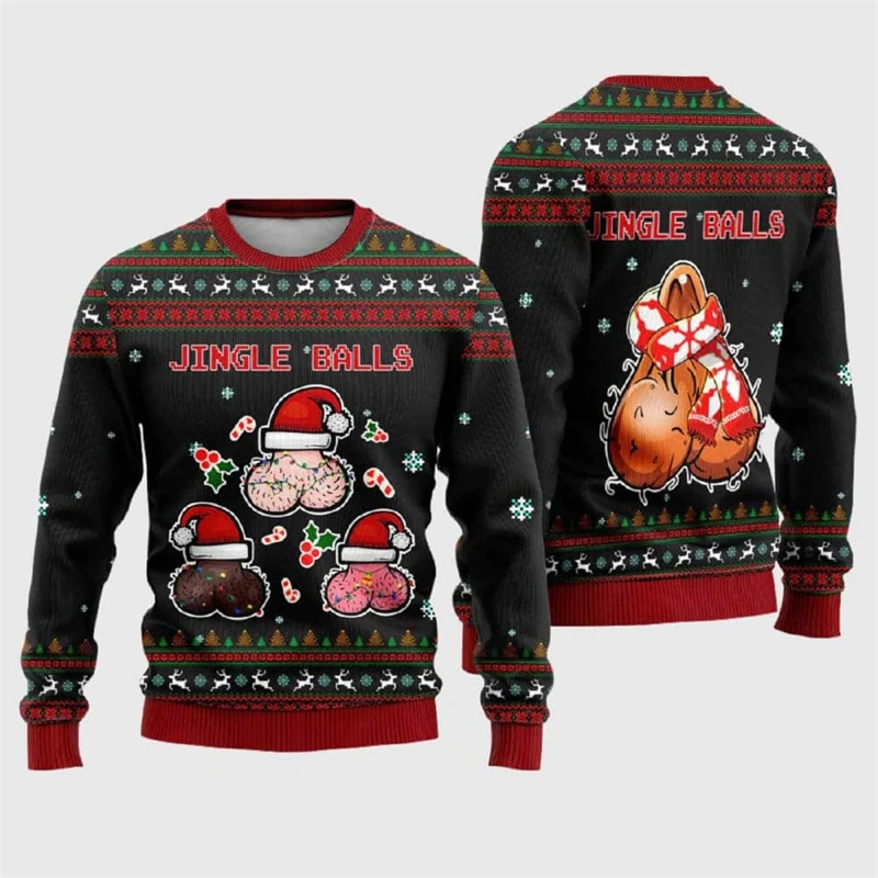 Jingle Bells Merry Christmas Ugly Sweatshirt Men's Funny Clothes Crewneck Hoodie Harajuku Personality Street Xmas Sweatshirts