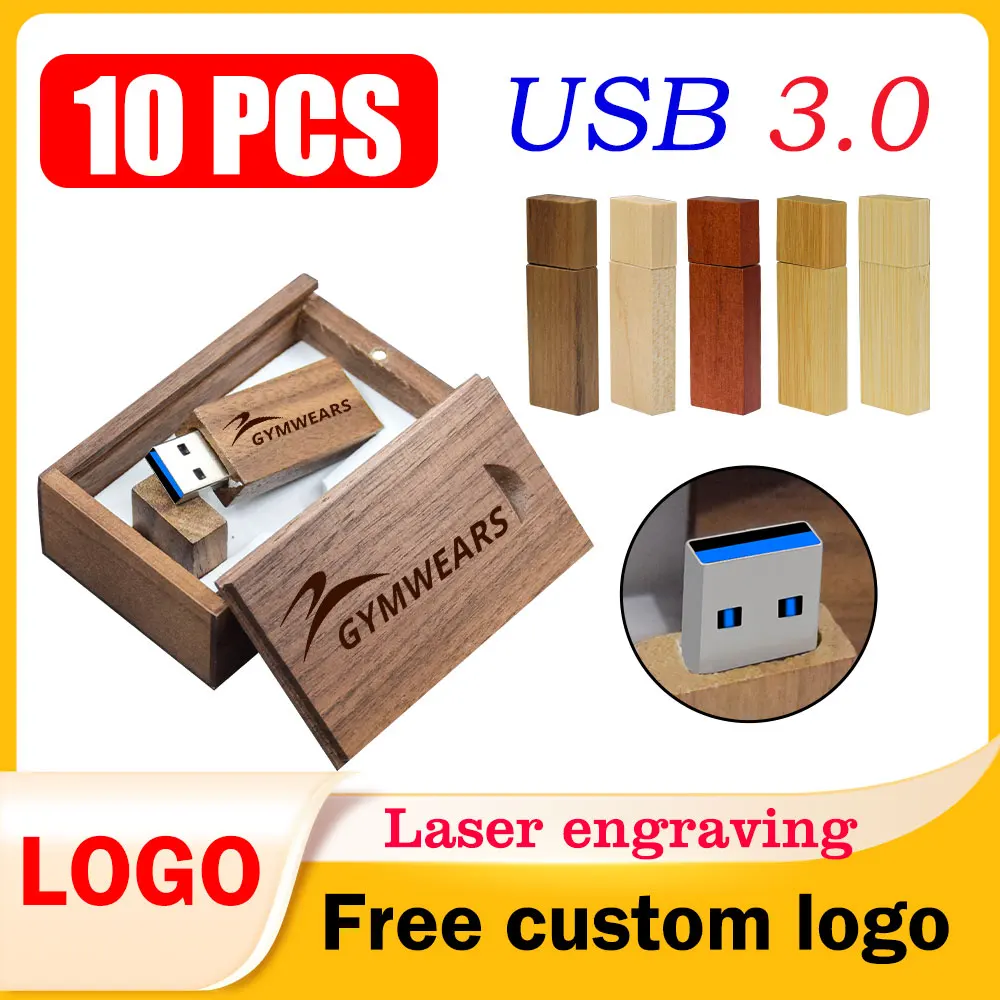 

10 шт./лот, деревянная коробка, флэш-накопители USB 3,0, 128 ГБ, бесплатный индивидуальный логотип, 64 ГБ, высокоскоростная карта памяти, 32 ГБ, 16 ГБ, 8 ГБ, 4 ГБ