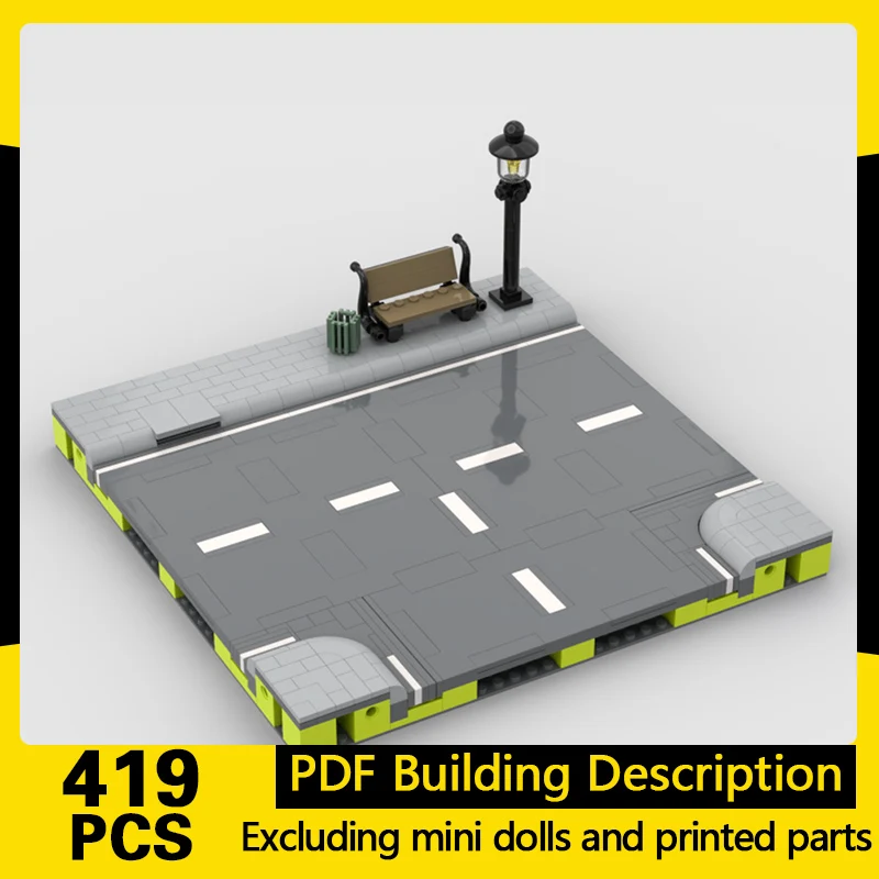 

City Street View Model MOC Building Bricks Road T-Junction Modular Technology Gifts Holiday Assemble Children Toys Suit