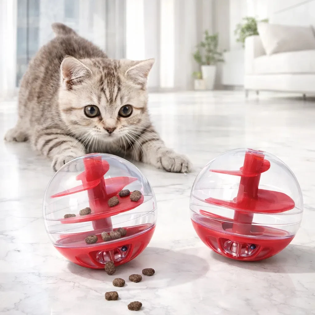 Brinquedo Dispensador de Ração para Gatos, Brinquedo Interativo para Alimentação de Gatos, Bola Divertida para Animais de Estimação, Sem Bateria