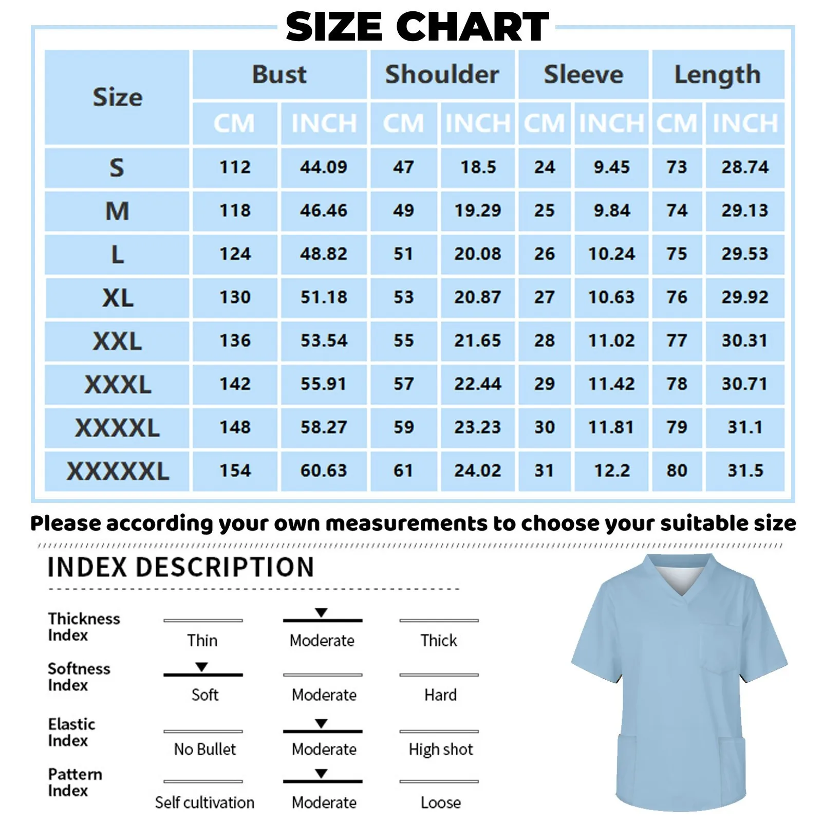 Uomo Uniforme infermieristica Estate Tinta unita Manica corta Scollo a V Operatori sanitari Infermiera Lavoro Scrub Top Camicetta con tasche