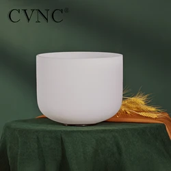 CVNC 7 Inch White Frosted Quartz Crystal Singing Bowl C/D/E/F/G/A/B Note For Therapy Sound Healing and Meditation with Mallet
