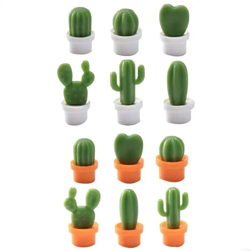 

R66A 6Pcs Resins Cactus Refrigerator Magnets Kitchen Decors Strong