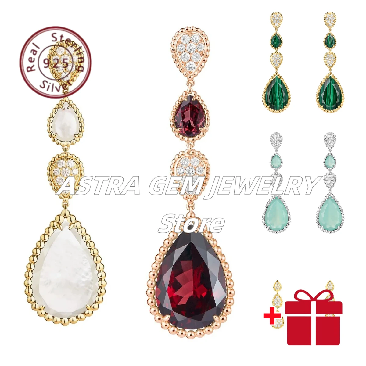 

High-quality S925 waterdrop zirconia pendant earrings. Versatile jewelry for daily and party occasions - Valentine's Day gift