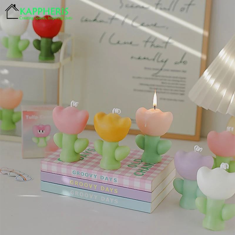 Guest Gift Candles Tulip Scented Candles Personalized Wedding Favour Flower Aromatic Decorative Candles Home Decors