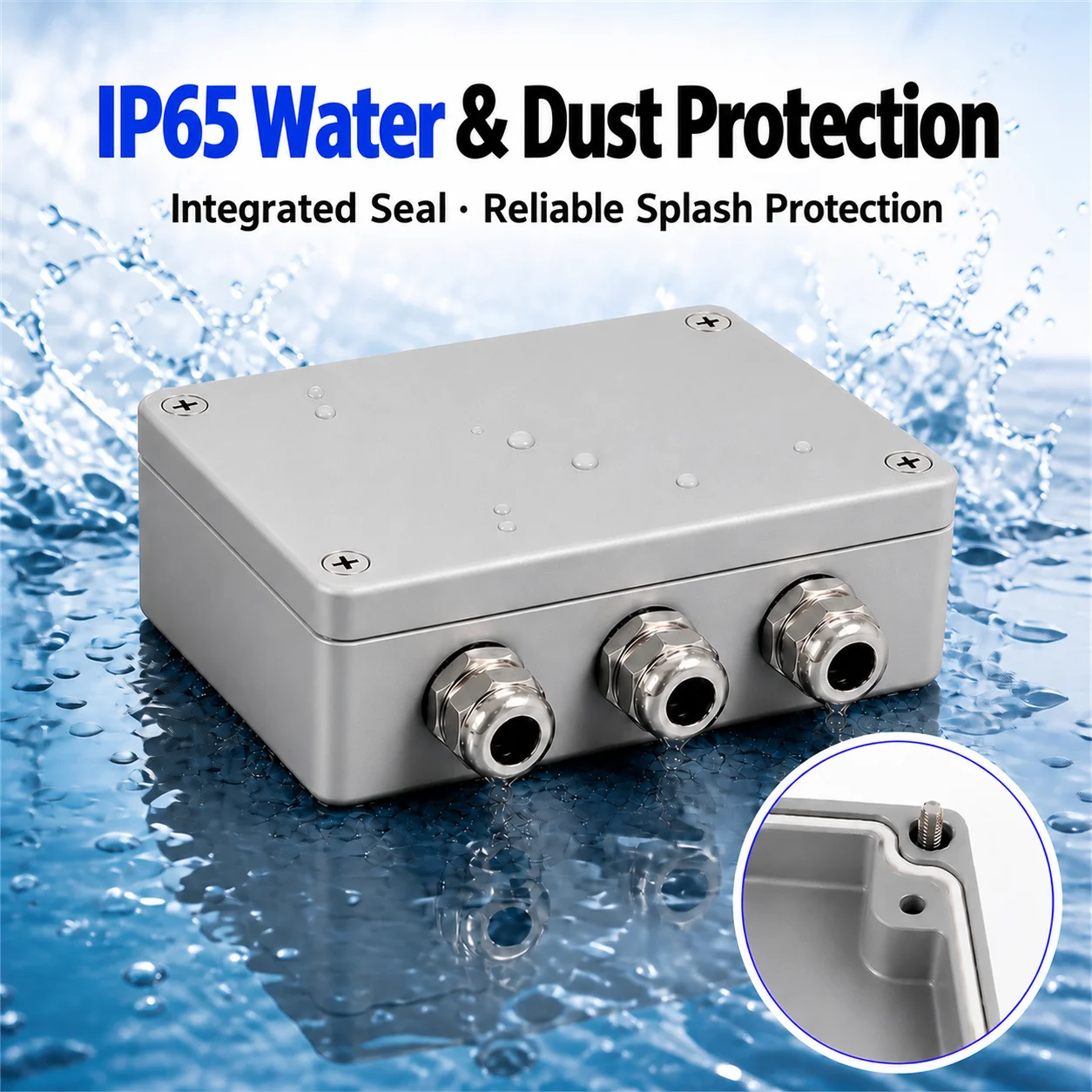 KKM Wiring Terminal Box with Cable Glands Cast Aluminium Outdoor Indoor Wire Junction Box Electric Enclosure Case UK Waterproof