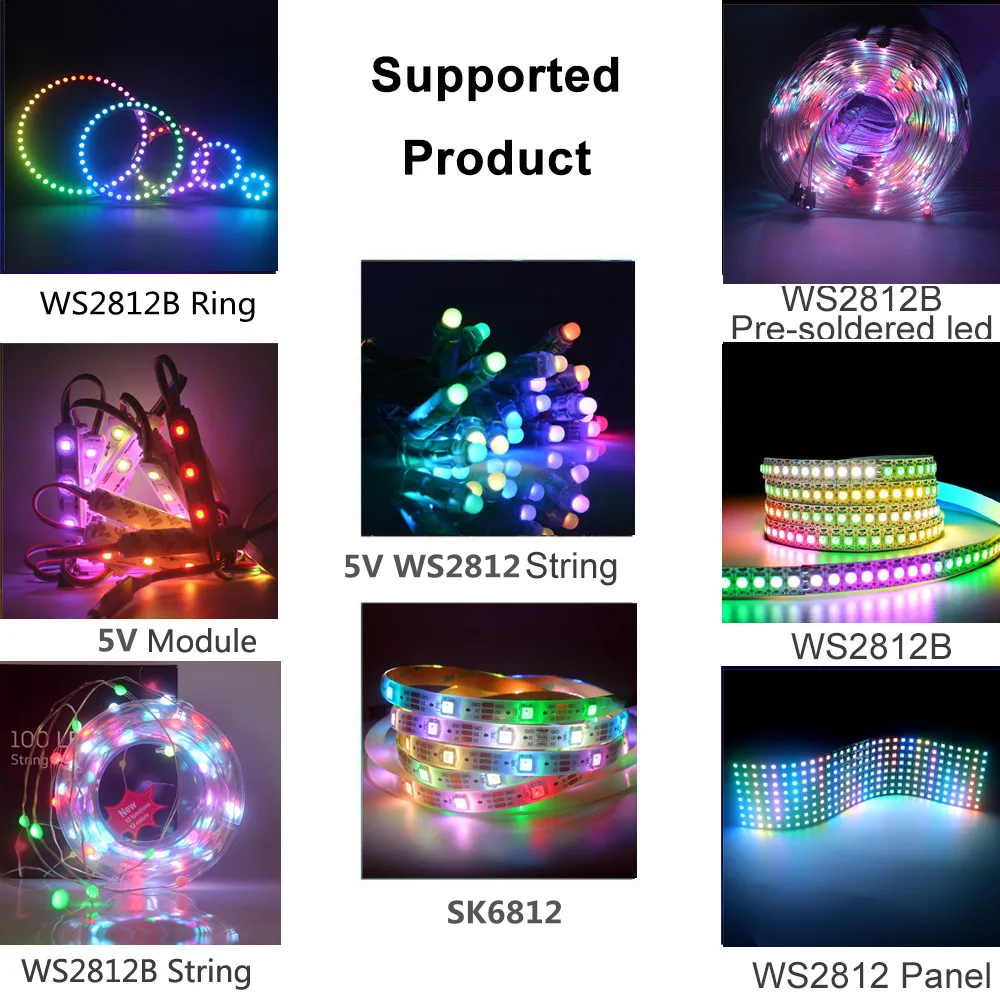 Tuya-Bluetooth付きLEDストリップライト,ws2812b ws2811,再利用可能なストリップライト,音楽,RGB,マイク付きピクセルコントローラー,ws2812,DC5-24V