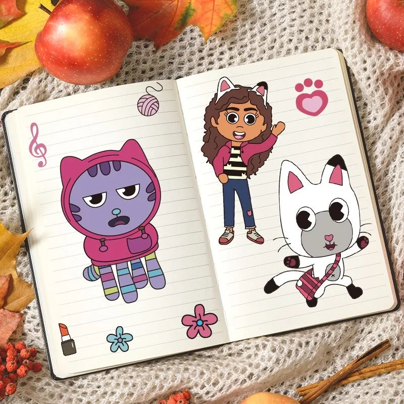 สติกเกอร์ตัวต่อหน้าตุ๊กตา Gabby's Dollhouse 6 แผ่น ของเล่นเด็ก สร้างสรรค์เกม DIY ของคุณเอง การ์ตูนจิ๊กซอว์ ของเล่นเสริมพัฒนาการ ของขวัญ