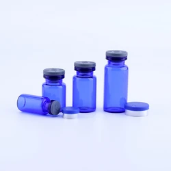 플립 오프 캡이 있는 파란색 주입 유리 바이알, 빈 병, 10cc 유리 용기, 3ml, 5ml, 7ml, 10ml, 로트당 100 개