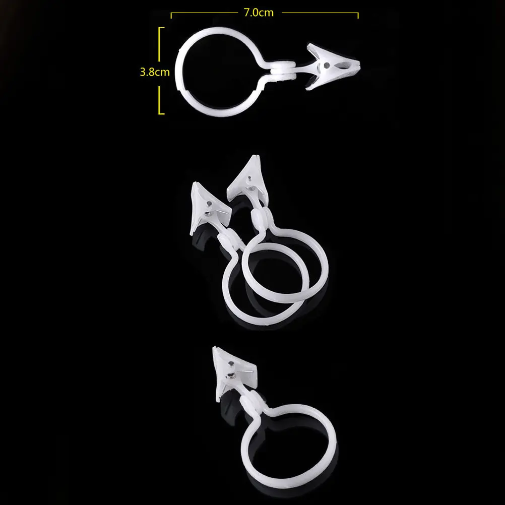 10Pcs Round Plastic Shower Curtain Clips 12x6cm Secure Grip Bathroom Accessories for Curtains Drapes Privacy