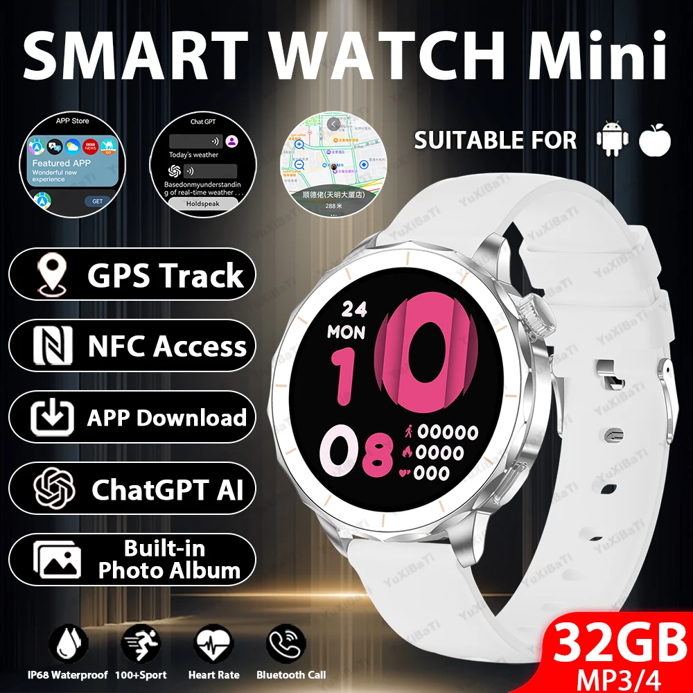 2025 Voor Android iOS Horloge Mini Smart Horloge 4 GB Groot Geheugen GPS Navigatie MP3/MP4 Speler APP Downloaden Sport trackr Smartwatch