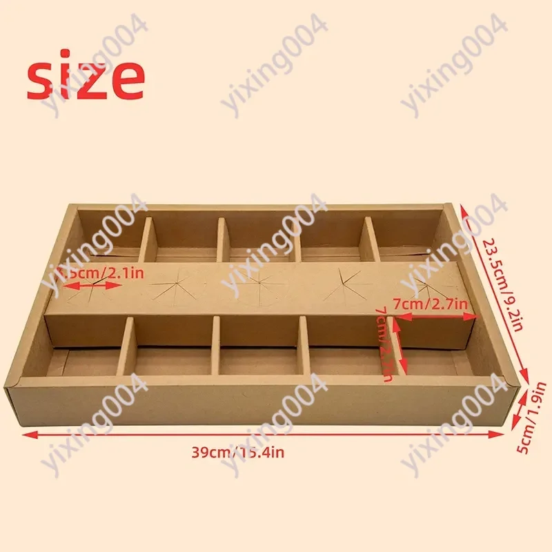 Outdoor Camping Disposable Lunch Box Kraft Paper with Lid for Picnic Sushi BBQ Party