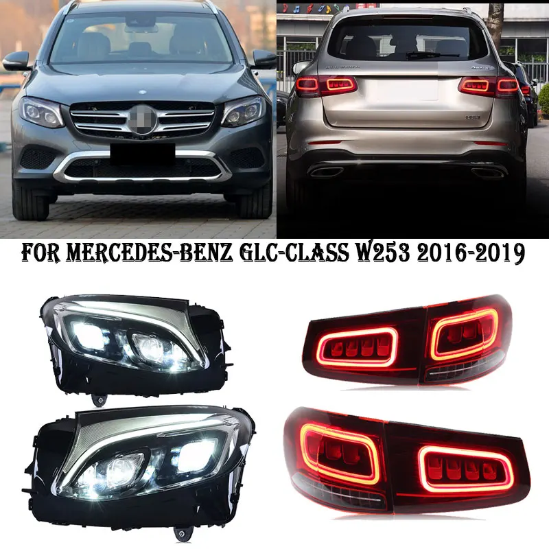 

Светодиодная фара с задними фарами для Mercedes Benz GLC260 GLC300 W253 2016-2019, ремонт в сборе, светодиодный DRL, динамический указатель поворота