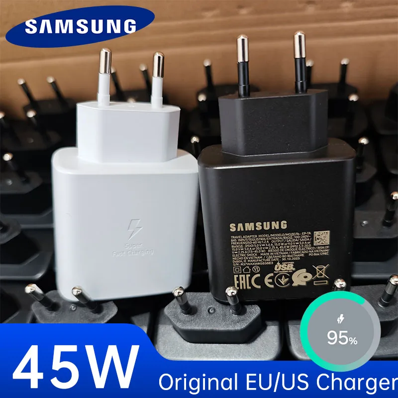 Samsung Charger 45W 25W USB Type C Super Fast Charge EU US Galaxy S24 S23 A55 A52 A54  Z Flip Fold 5 4 3 PD Wall Power Adapter