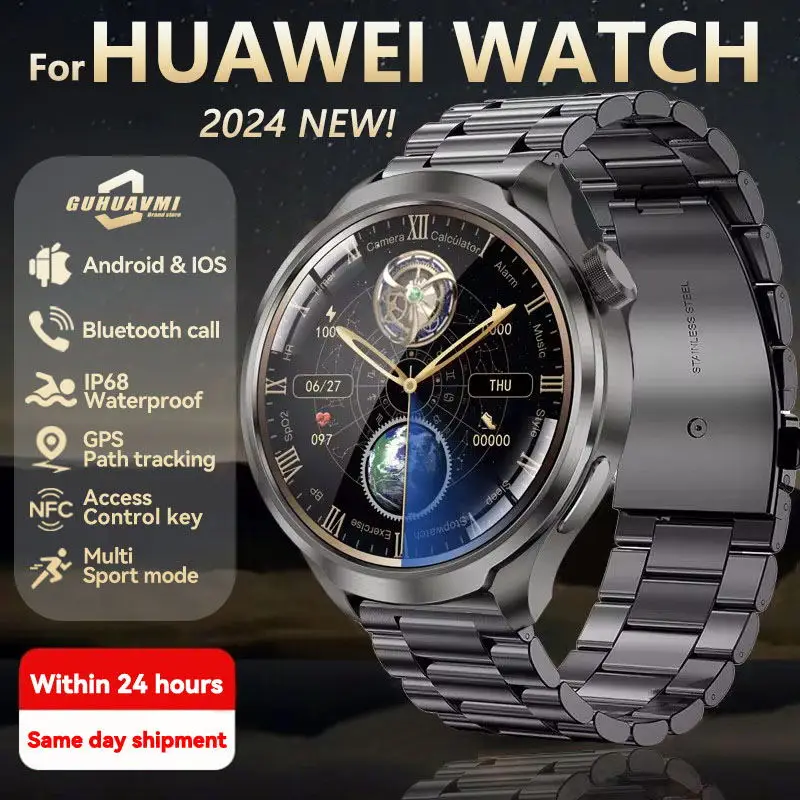 2024 neu für huawei gps track sport smart watch männer amoled bildschirm nfc kompass herzfrequenz