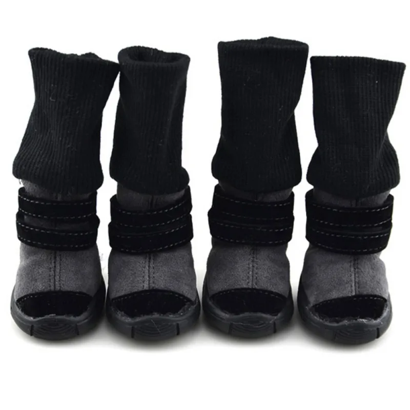 4Pcs/Set Cute Dog Boots Outdoor Pet Winter Warm Shoes Snow Walking Non-slip Puppy Sneakers Puppy French Bulldog Snow Boots