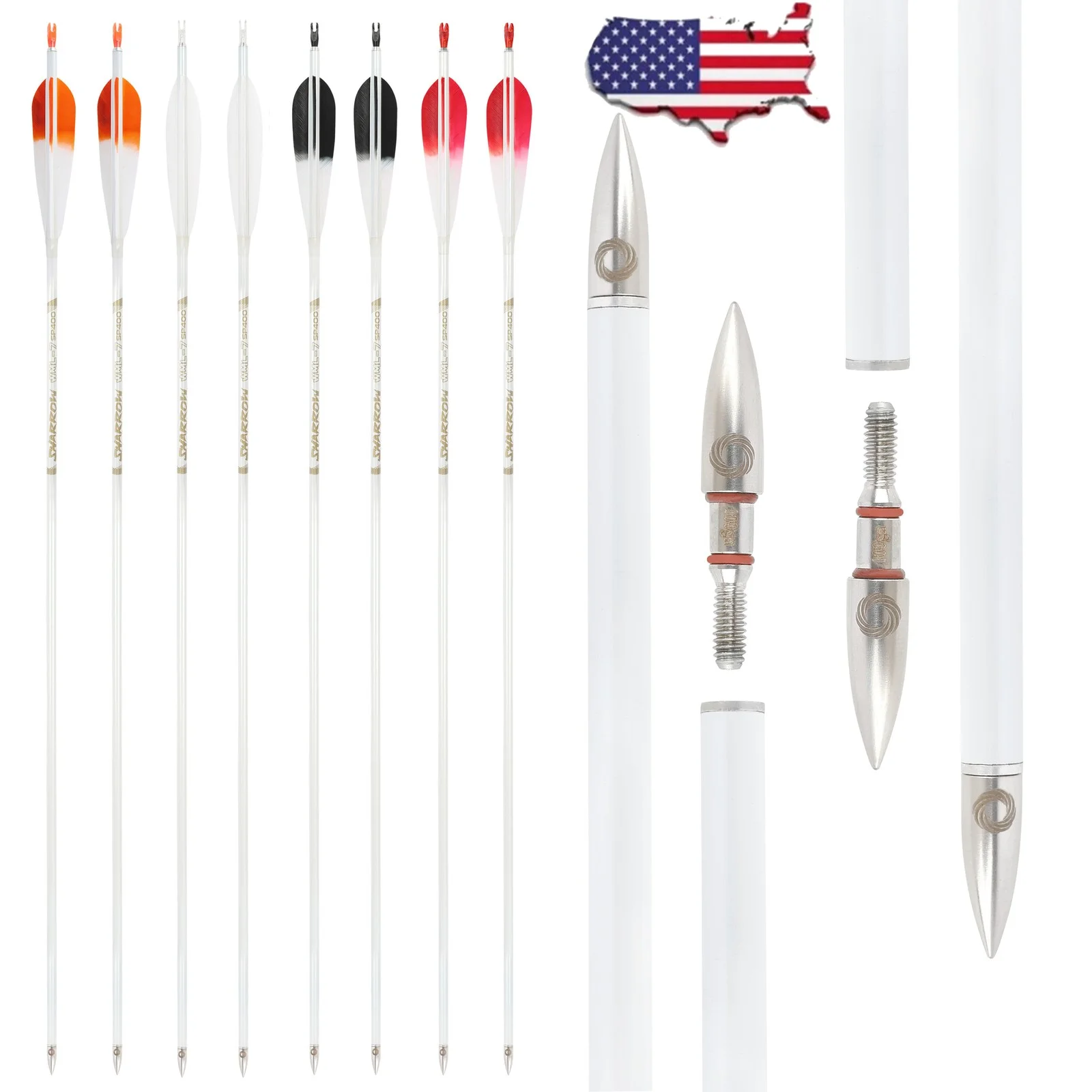 6PCS Archery Pure Carbon Arrow Set 32
