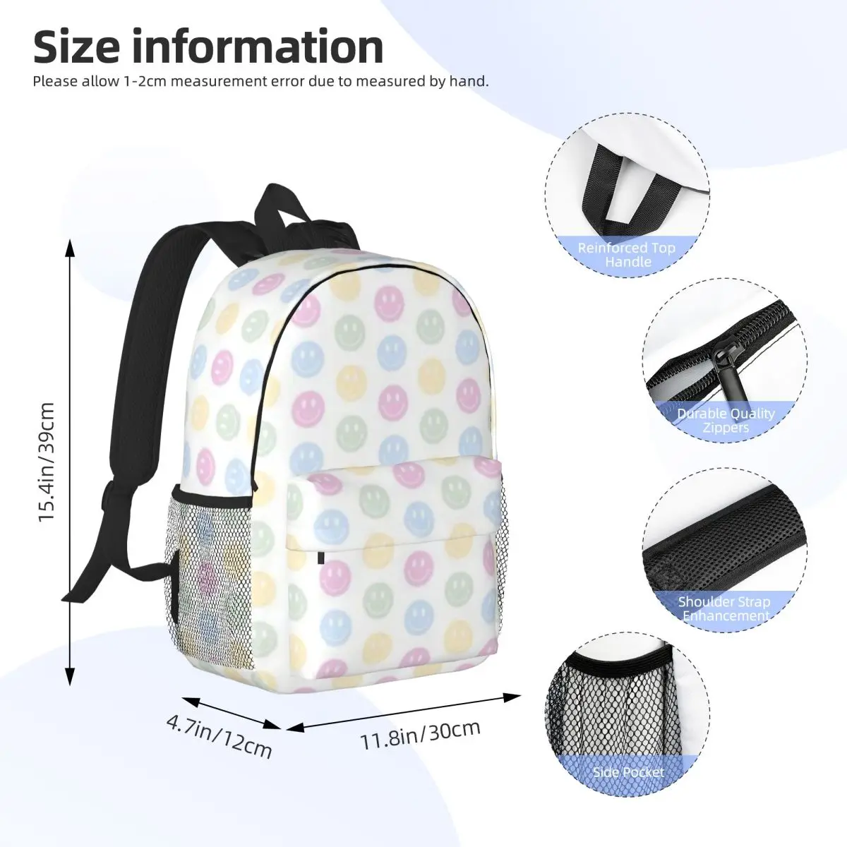 Tas punggung pelajar, ransel berpergian, tas sekolah pelajar, ransel remaja, ransel Pastel Smile