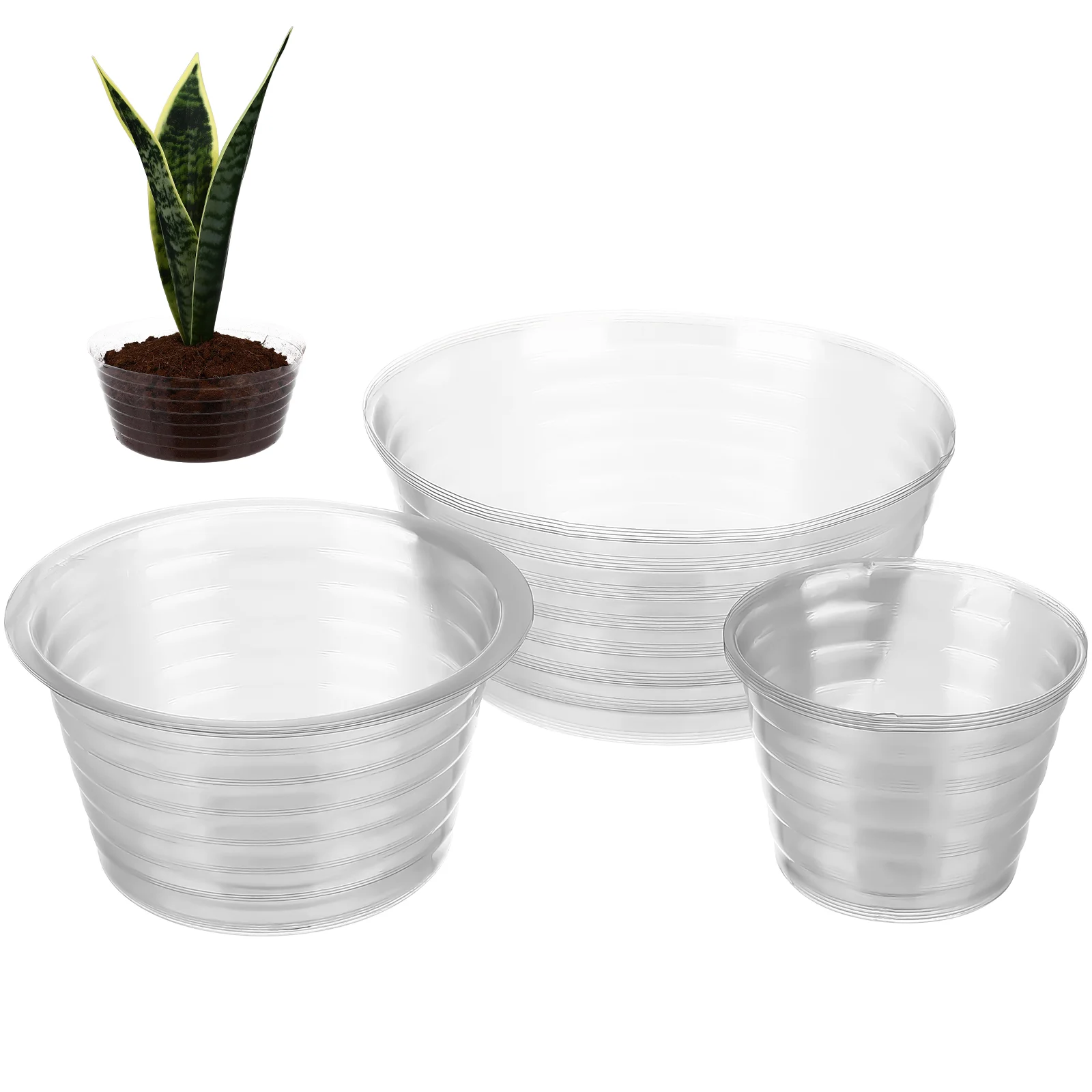 

15 Pcs Seedling Plastic Pot Germination Indoor Clear Planter Liners Large Pots Basket Drip Trays Outdoor Plastic Trays