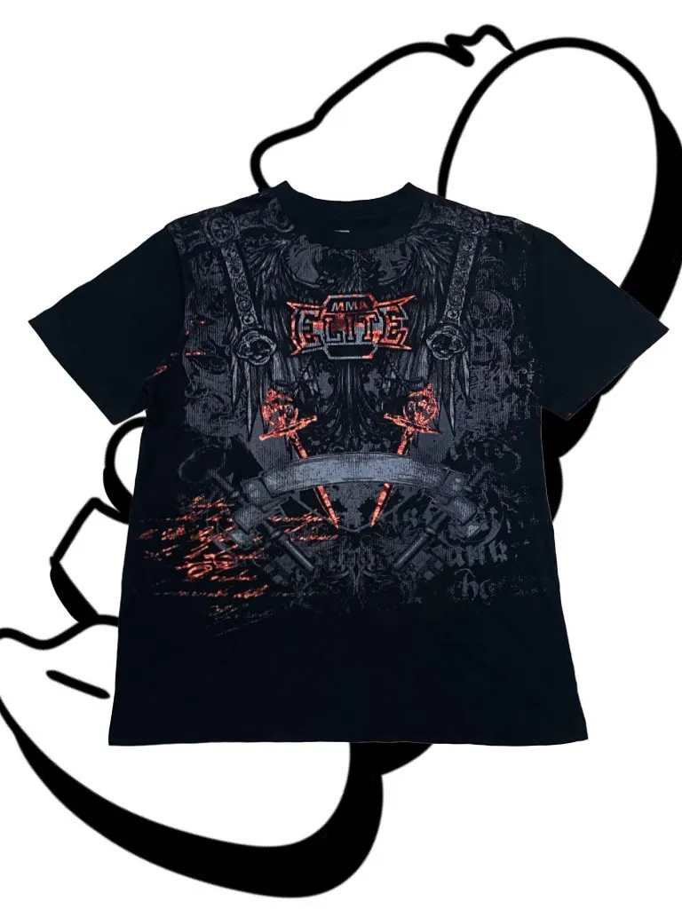

2000s MMA ELITE classic single-sided super large printed style retro hip-hop Harajuku style loose top men's fashion trendy Tops