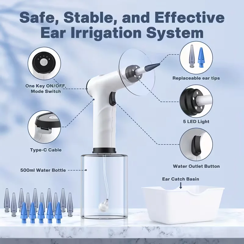 Electric Ear Wax Removal Kit with Soft Spray Safe and Effective Ear Cleaner with 4 Pressure Settings for Ear Wax Irrigation Tool