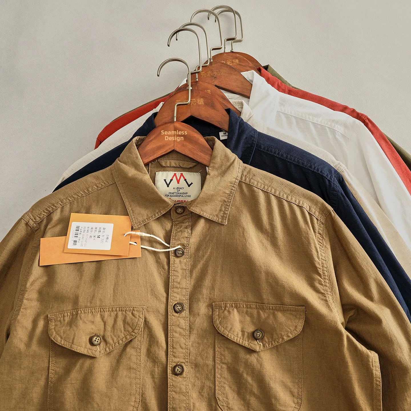 Retro Style Men's Work Shirt Cotton Tenure Long Sleeve Collared Shirt Vintage Loom Cotton Men's Fashion Business Casual Top